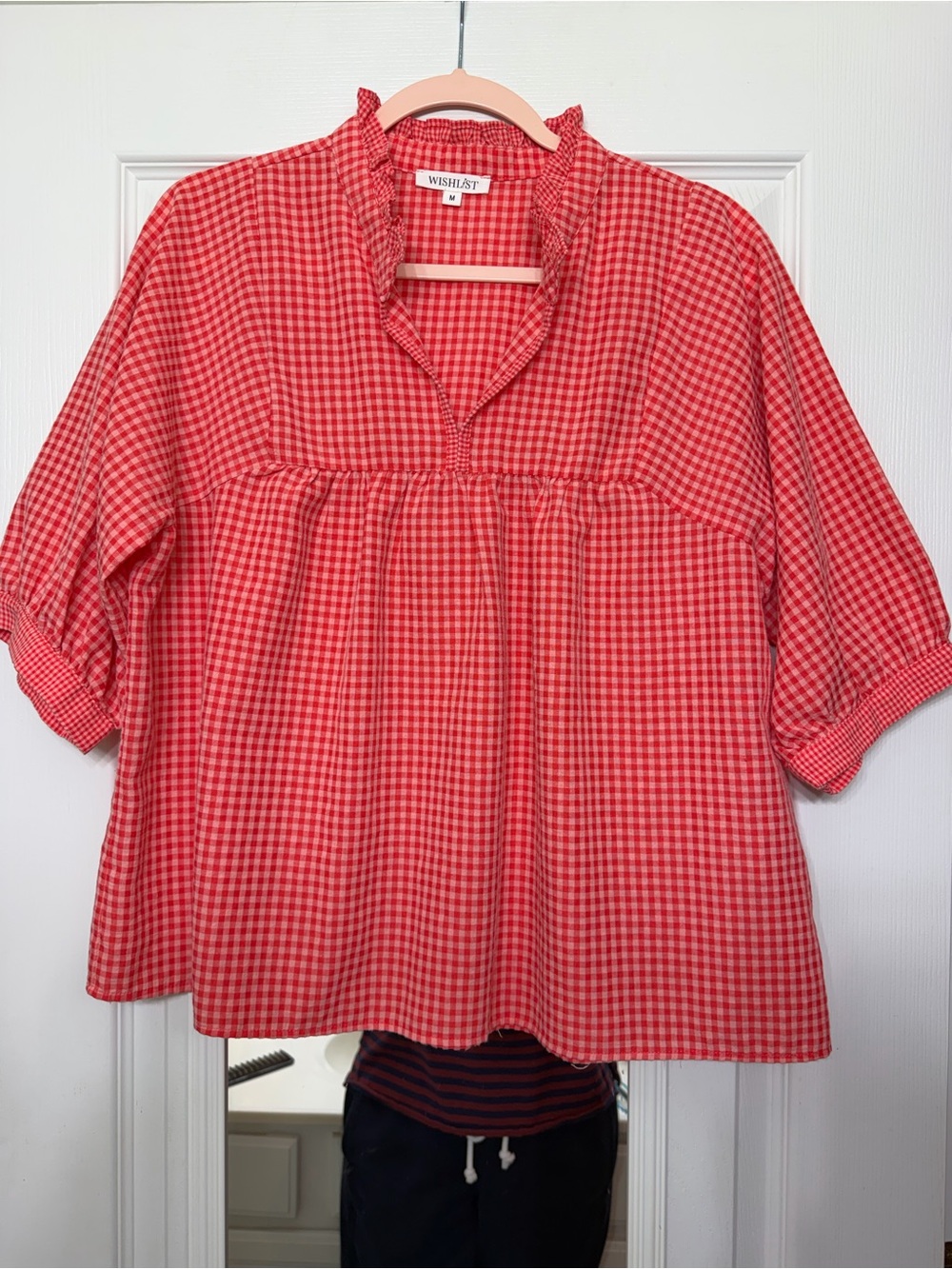 Wishlist Red Gingham Peasant Tunic
